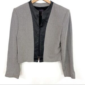 VS2 Vakko Black + White Check Leather Trim Jacket